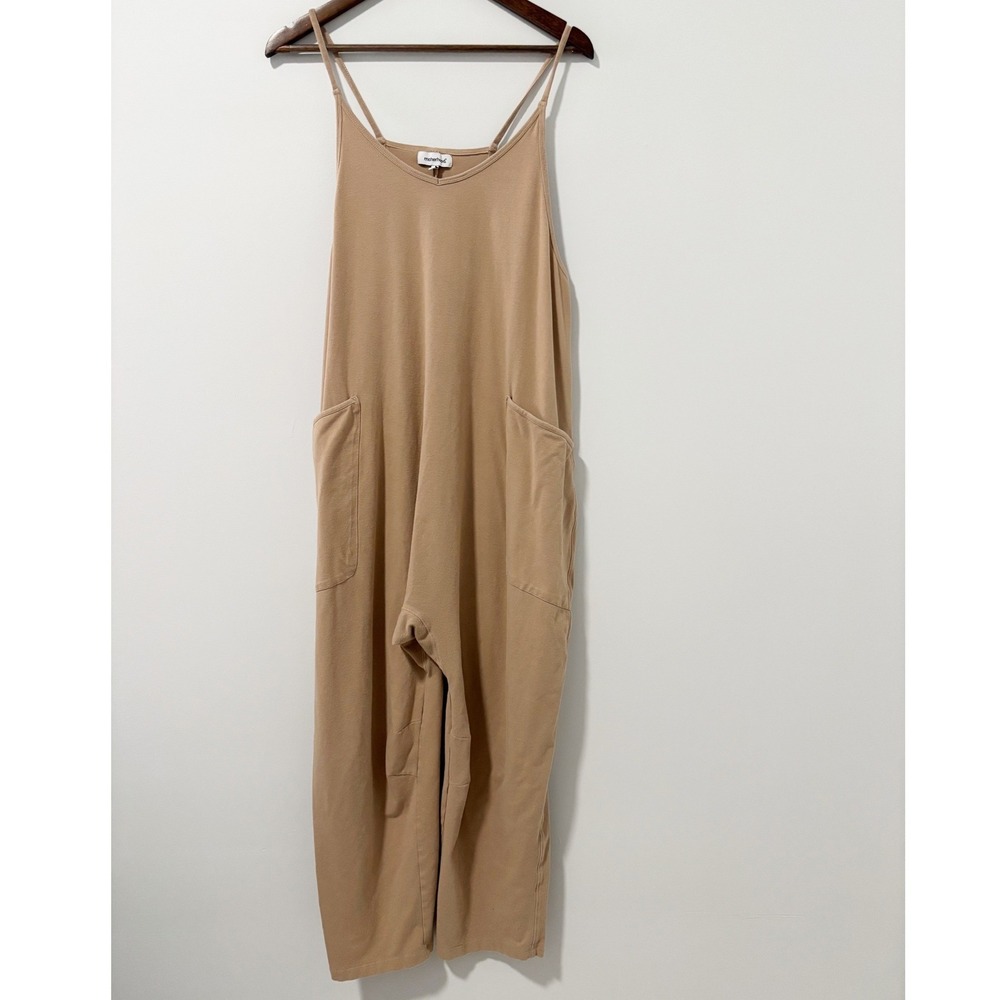 Motherhood Maternity Jumpsuit Women Size M Tan Harem Cami Pocketed One Piece